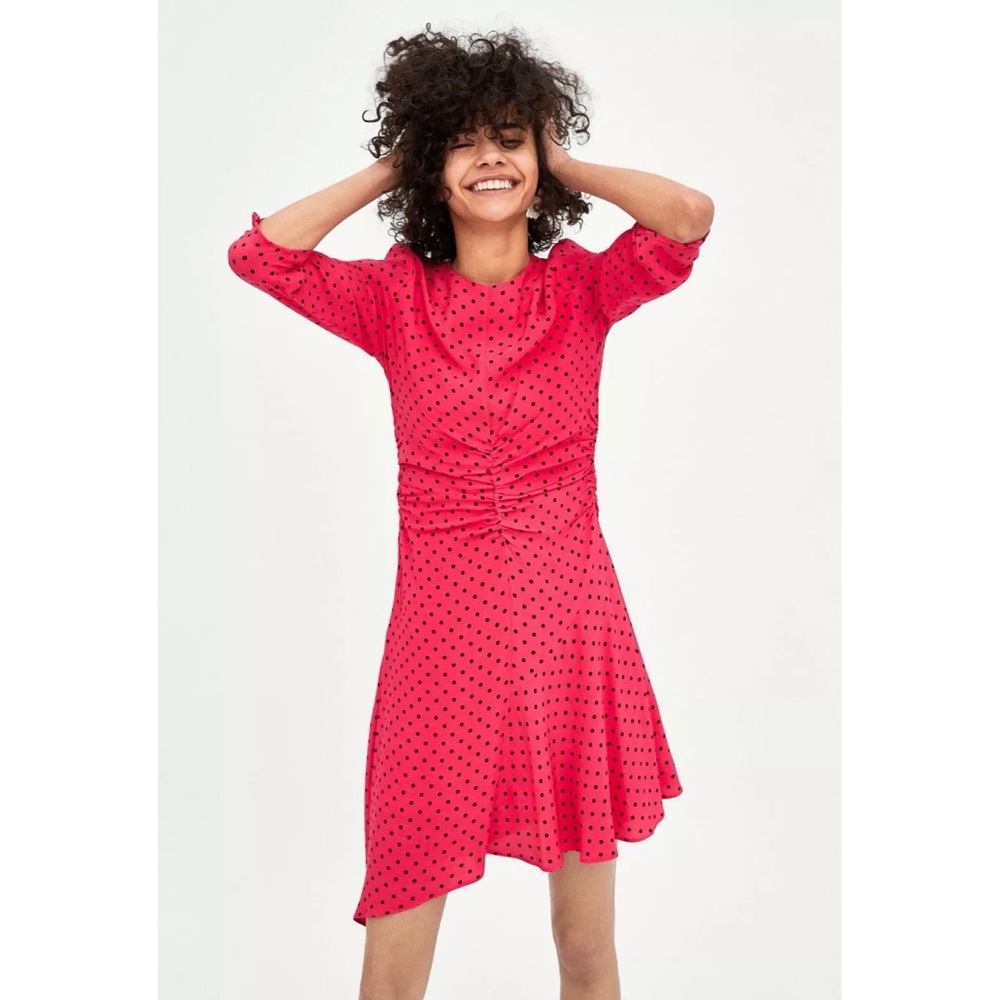 ZARA hot pink polka dot dress - Picture 2 of 14